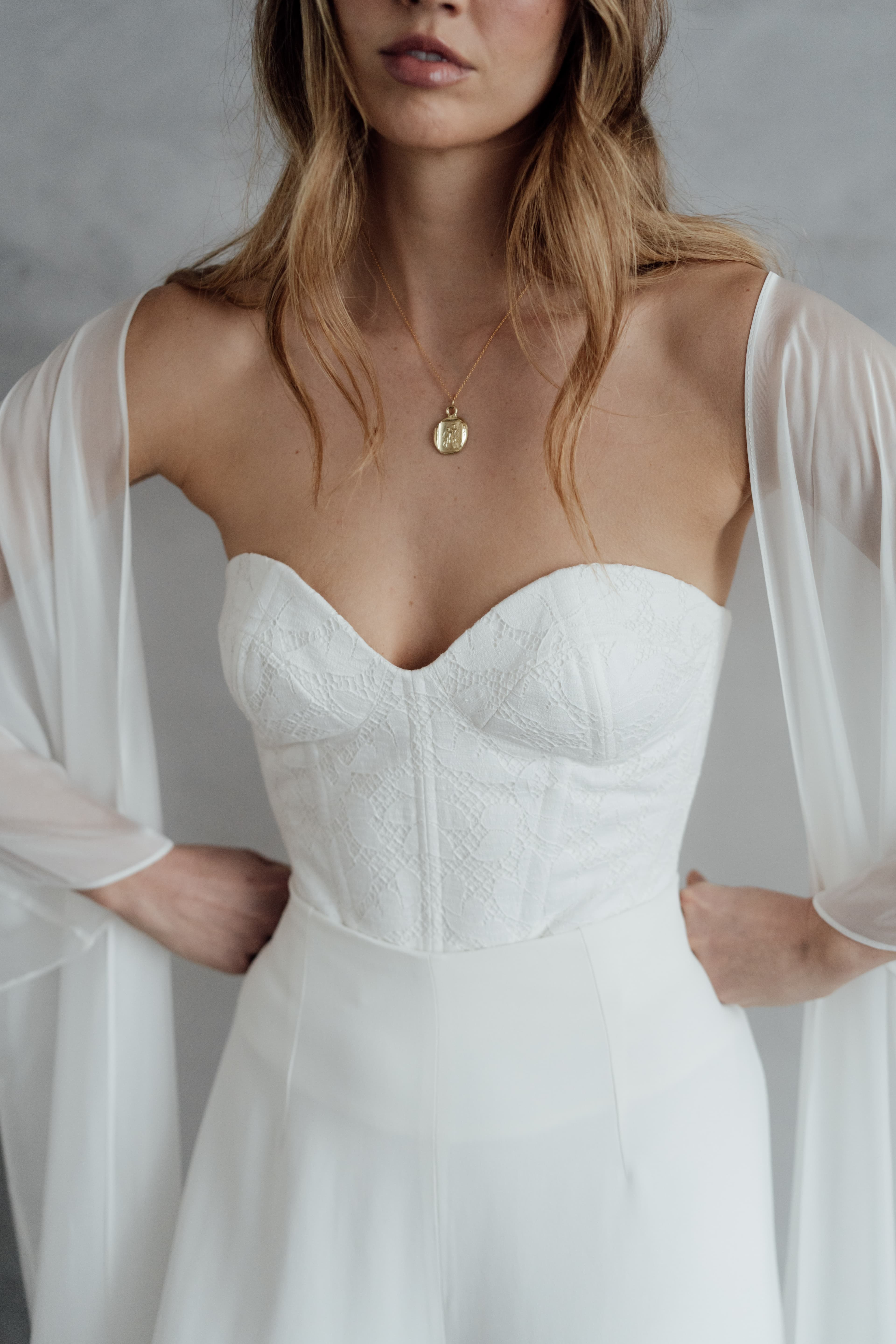 bustier body voor tweedelige bruidslook van duurzame stof