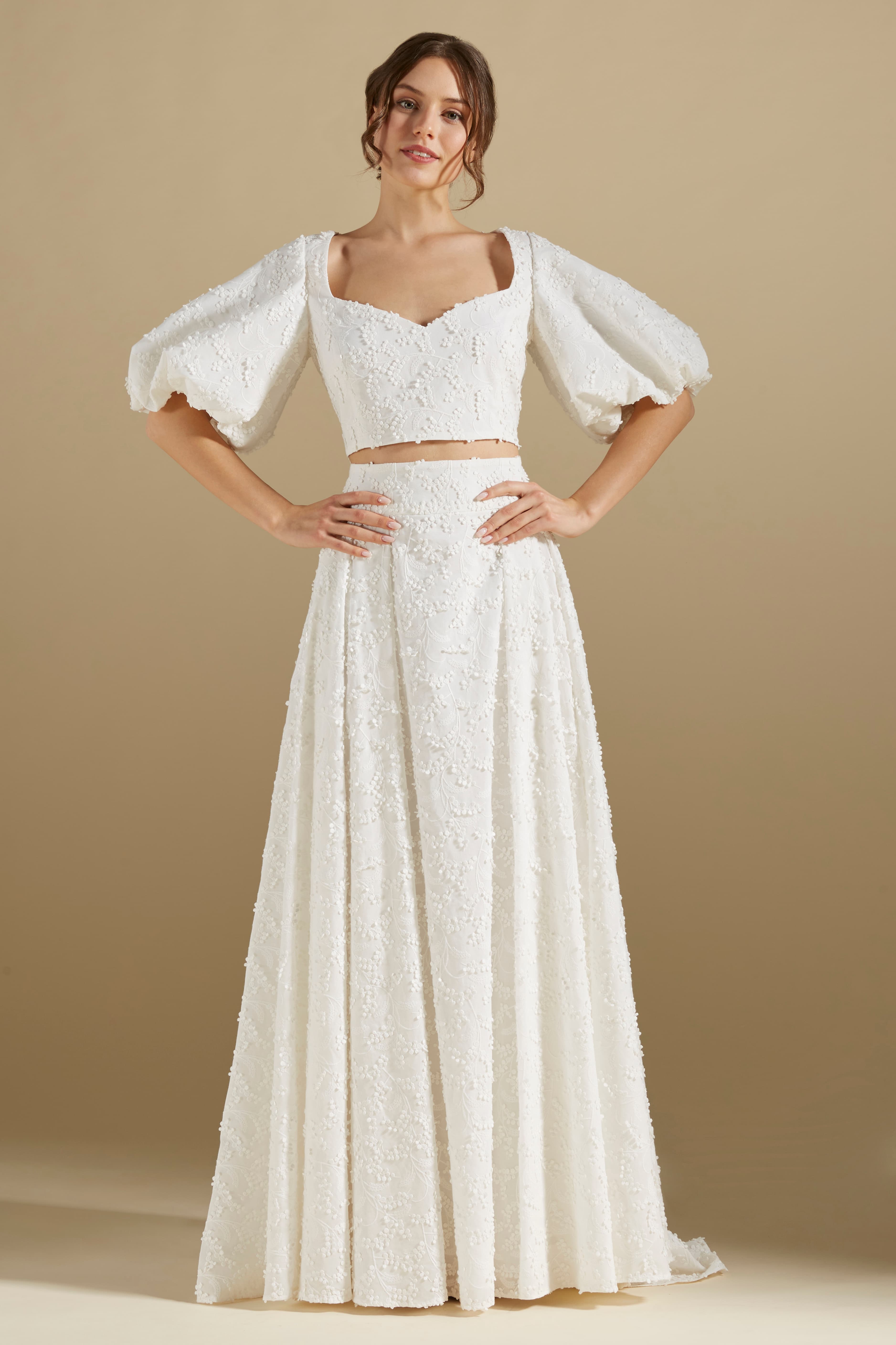 duurzame stof bruidstoop met grote mouwen